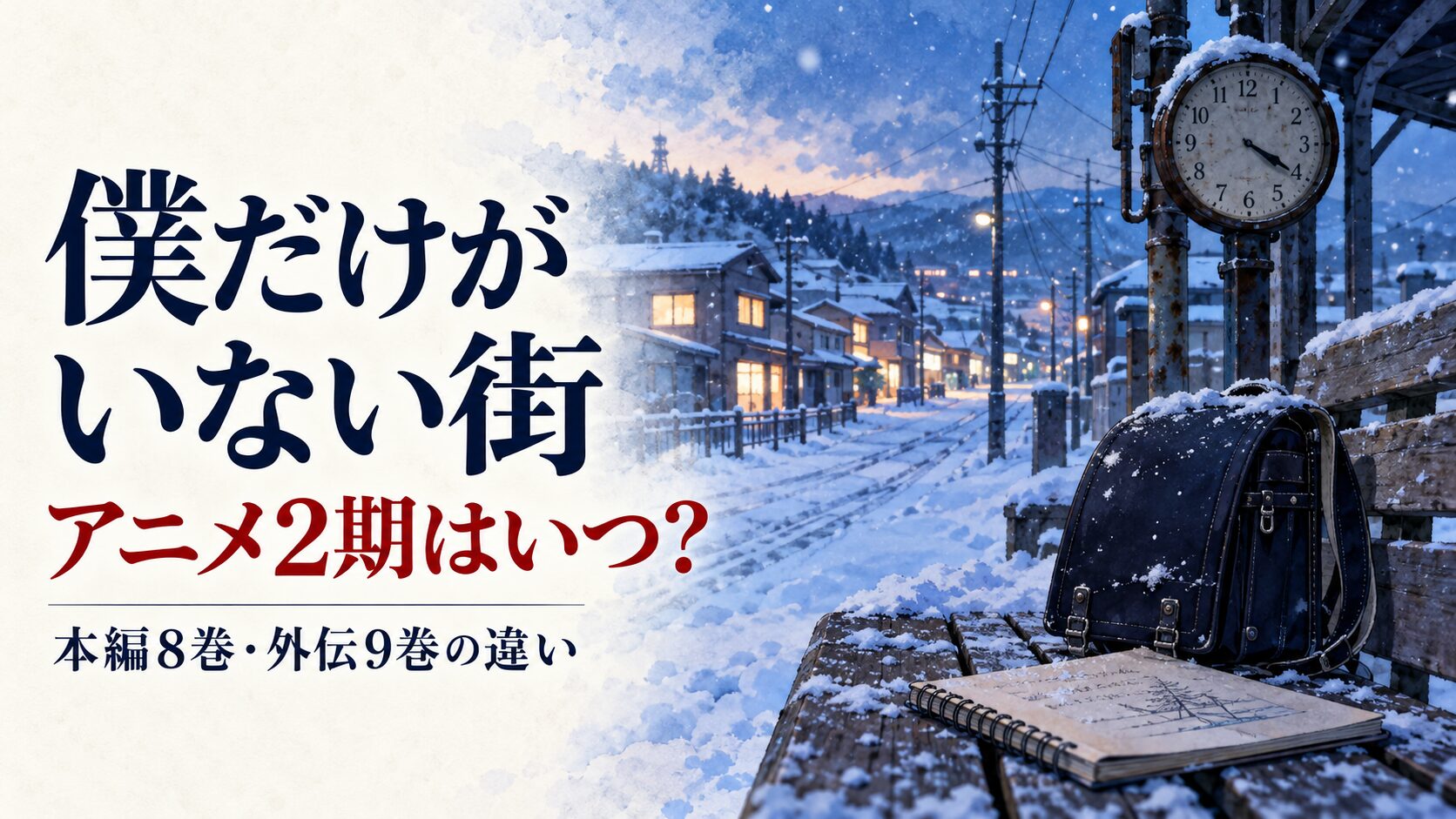 僕だけがいない街の続編情報と本編8巻・外伝9巻の違いを案内するイメージ