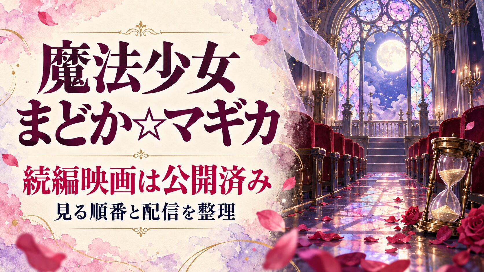魔法少女まどか☆マギカの公開済み続編映画と見る順番を案内するイメージ